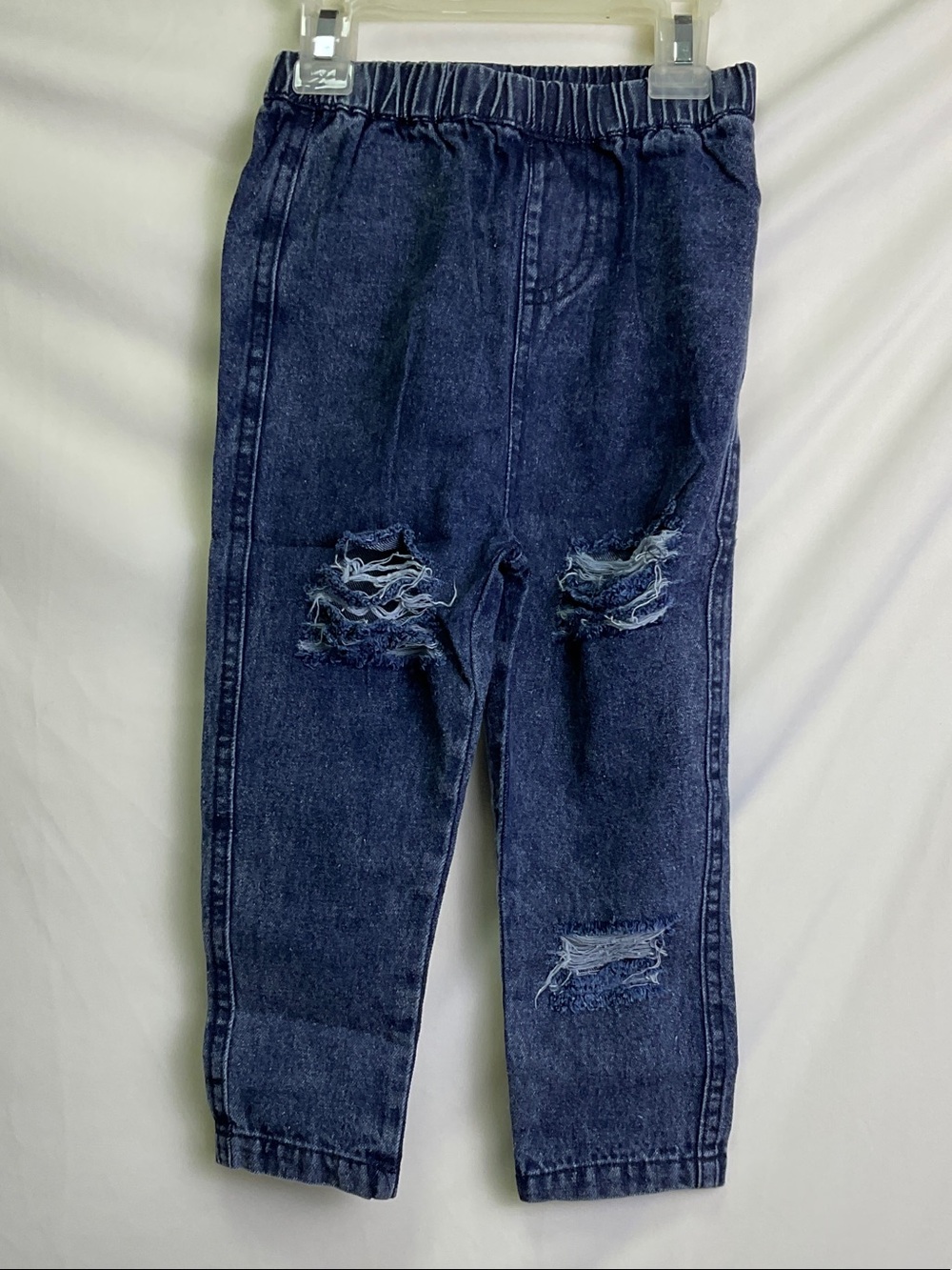 Kids Elastic-Waist Distressed Jeans - Dark Blue